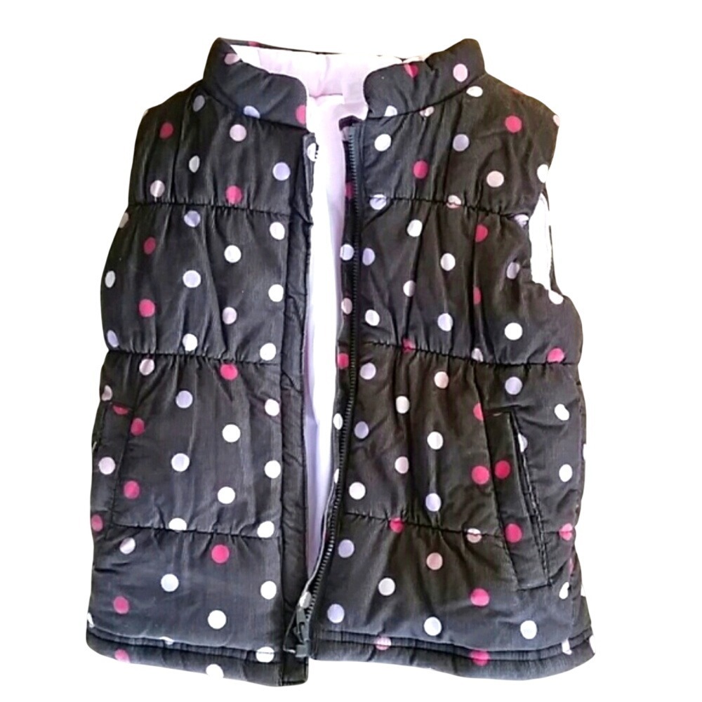 Carters Girls Polka‎ Dot Corduroy Brown and Pink Puffer Vest Size 5